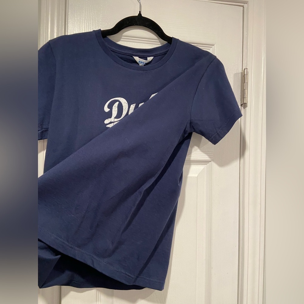 NWT Cotton Exchange Size L Duke Mom Navy Blue Graphic Print Tee Shirt - Picture 4 of 10